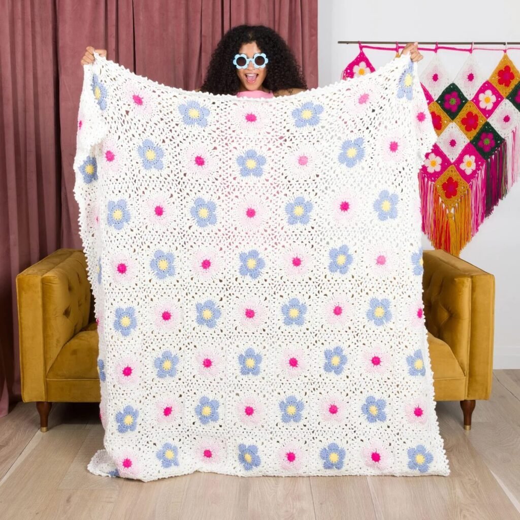 Free Crochet Blanket with Flowers Patterns Pinterest