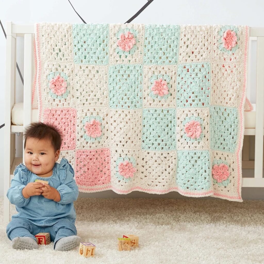 Free Crochet Blanket with Flowers Patterns Pinterest