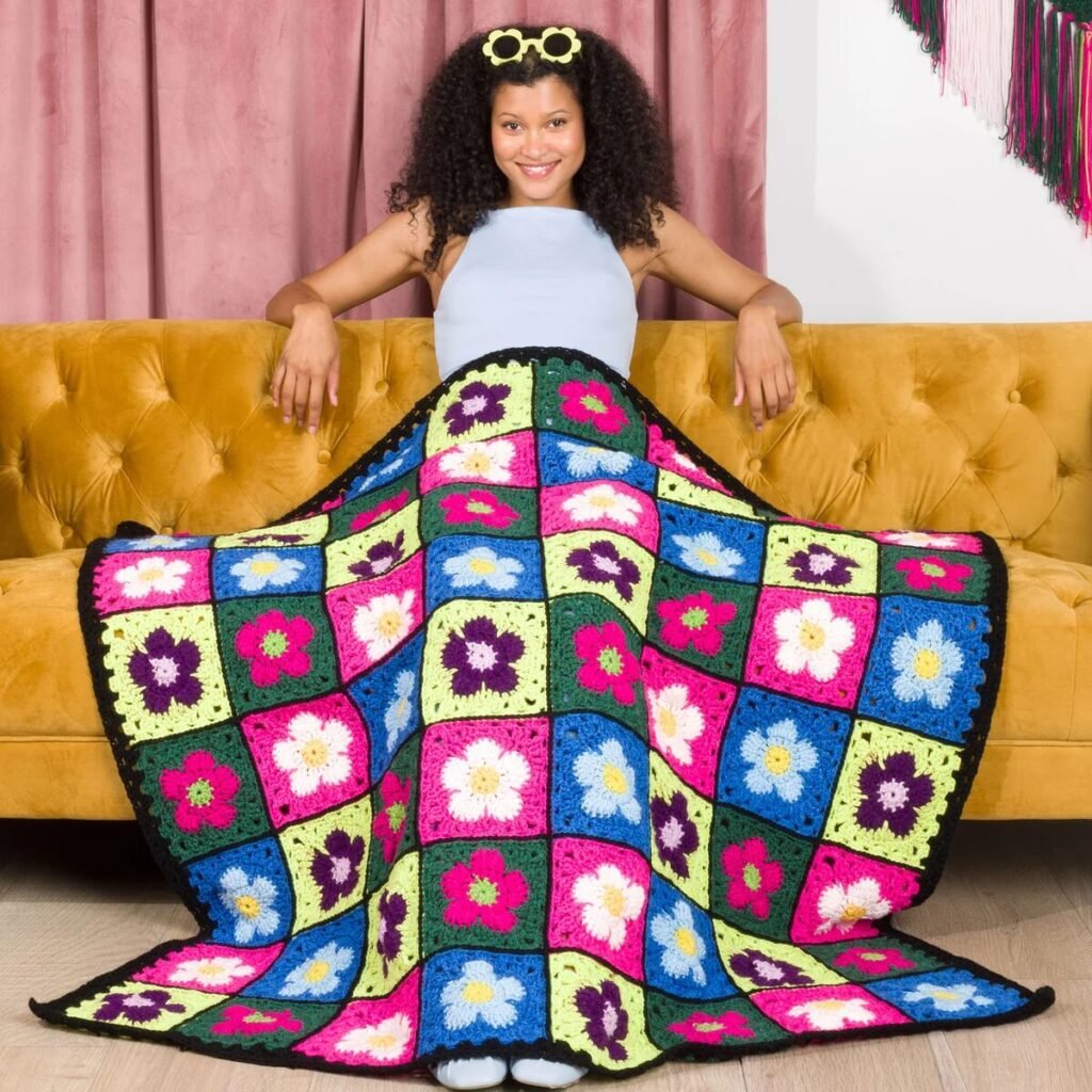 Free Crochet Blanket with Flowers Patterns Pinterest