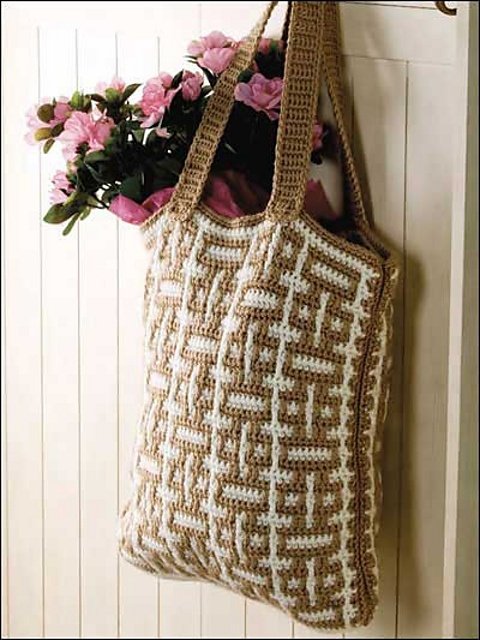 Free Crochet Mosaic Bricks Tote Patterns