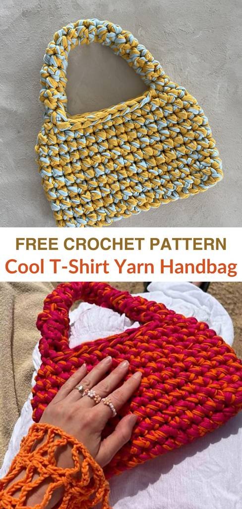 Free crochet t-shirt yarn handbag patterns Pinterest