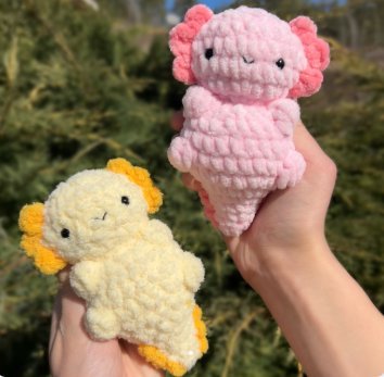 Free no-sew amigurumi crochet axolotl patterns