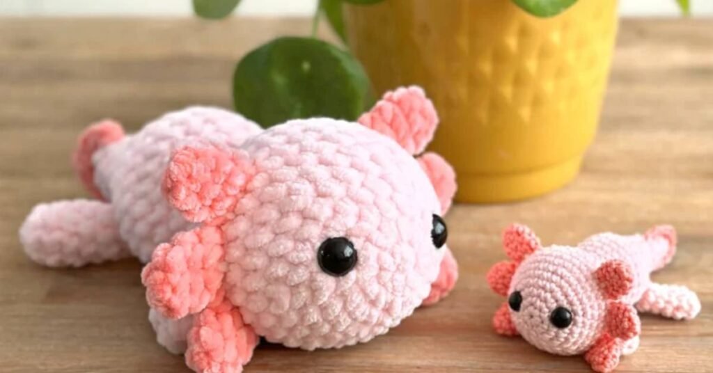 Free no-sew amigurumi crochet axolotl patterns featured image