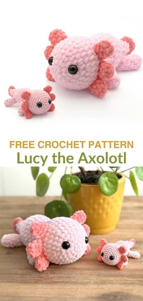 Free no-sew amigurumi crochet axolotl patterns Pinterest