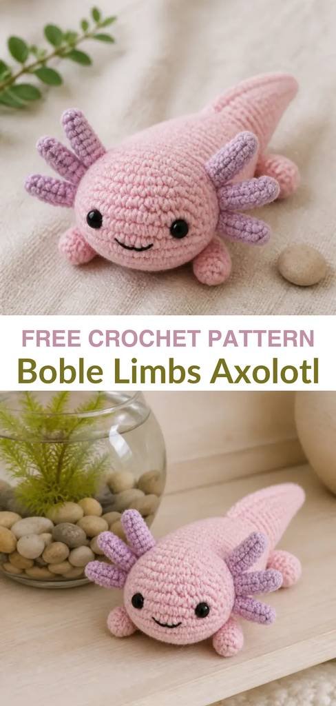 Free no-sew amigurumi crochet axolotl patterns Pinterest