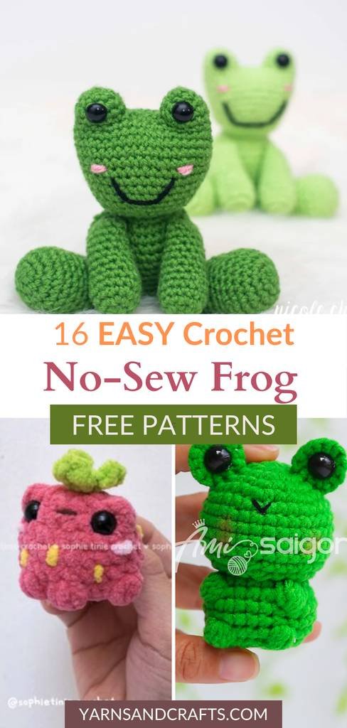 Free no-sew amigurumi crochet frog patterns Pinterest