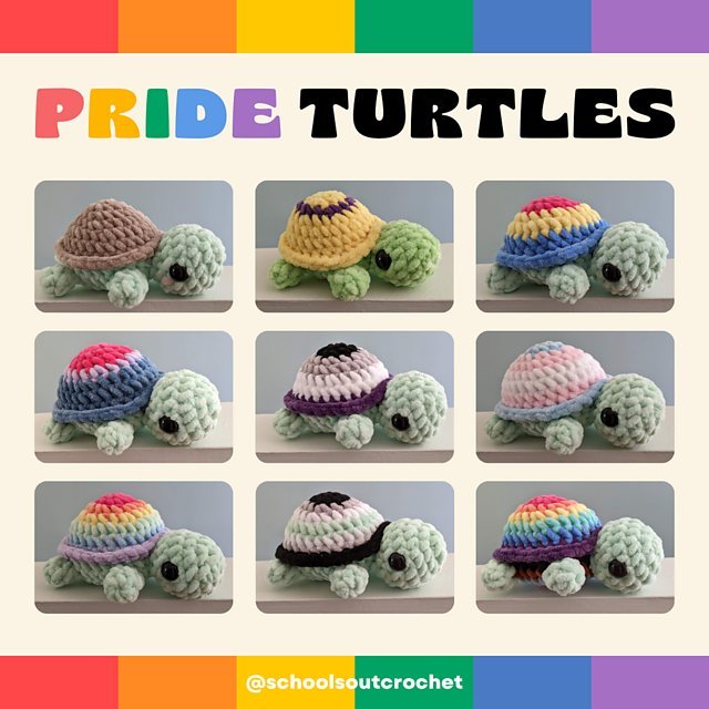 Free no-sew amigurumi crochet turtle patterns