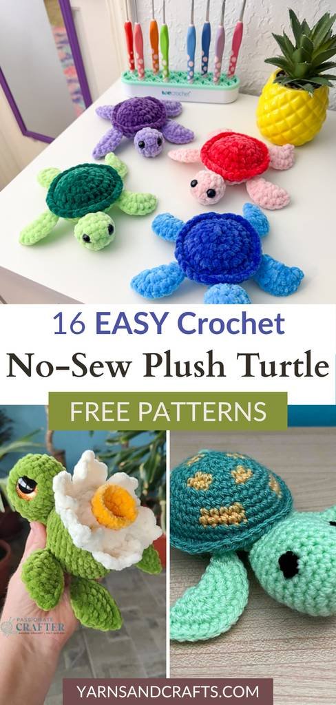 Free no-sew amigurumi crochet turtle patterns Pinterest